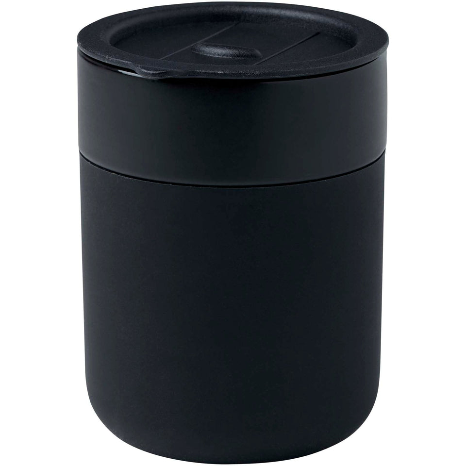 Bicchiere in ceramica con involucro in silicone e coperchio in plastica da 330 ml Java personalizzato con logo - Pubblienne