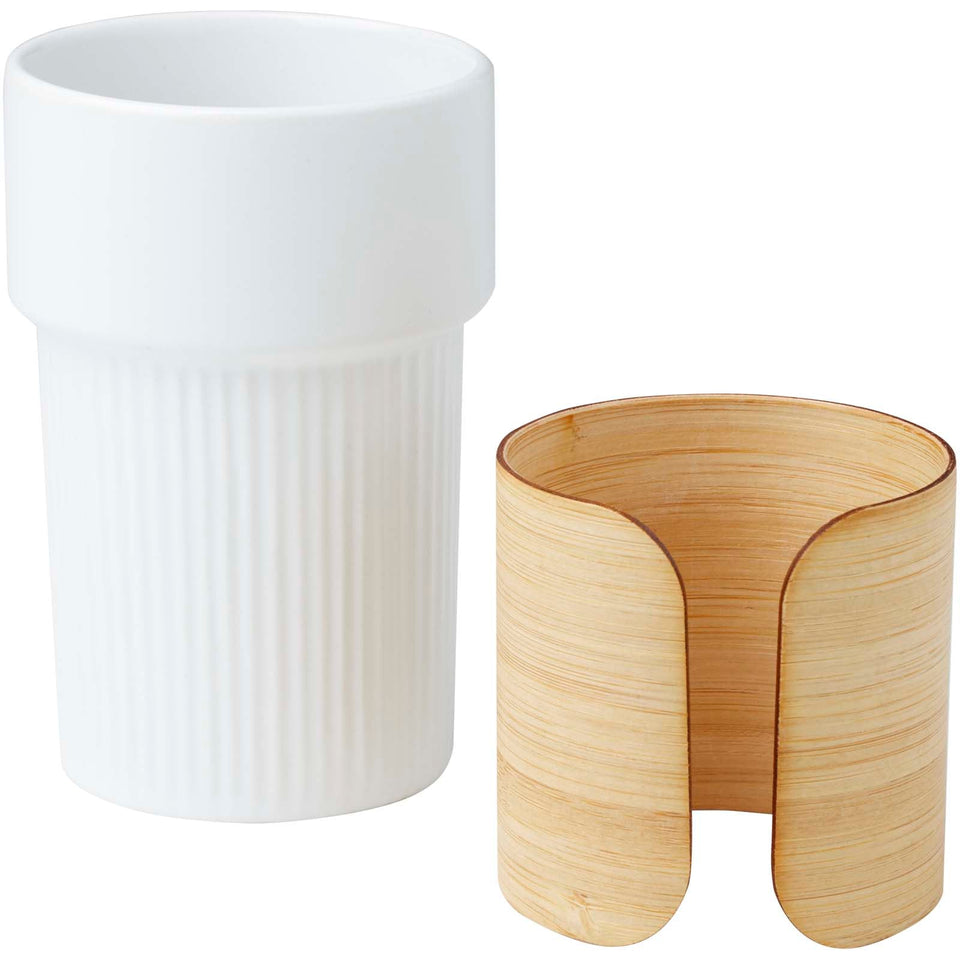 Bicchiere con custodia in bambù da 340 ml Fika personalizzato con logo - Pubblienne