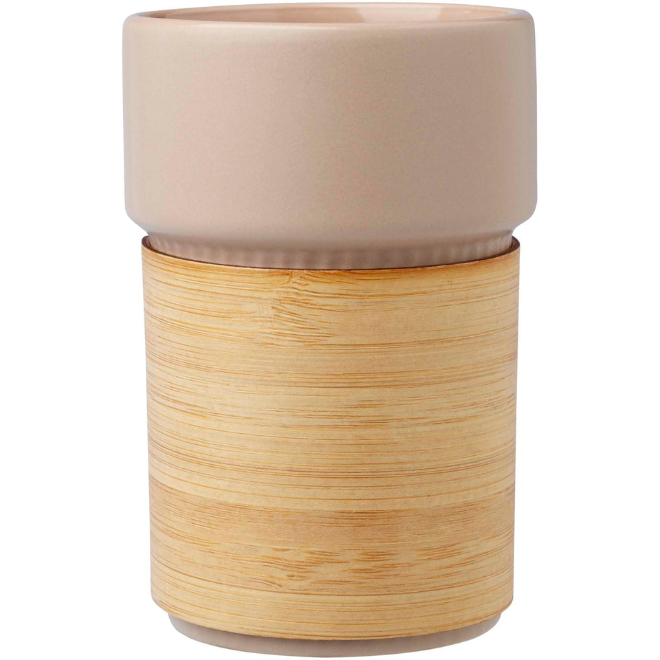 Bicchiere con custodia in bambù da 340 ml Fika personalizzato con logo - Pubblienne