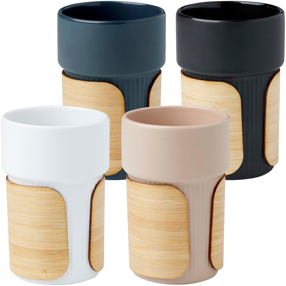 Bicchiere con custodia in bambù da 340 ml Fika personalizzato con logo - Pubblienne