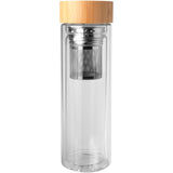 Borraccia con infusore in vetro borosilicato con coperchio in bambù da 400 ml Bailey personalizzato con logo - Pubblienne