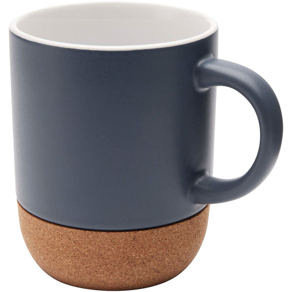 Tazza in ceramica con dettagli in sughero e finitura opaca da 300 ml Billie personalizzato con logo - Pubblienne