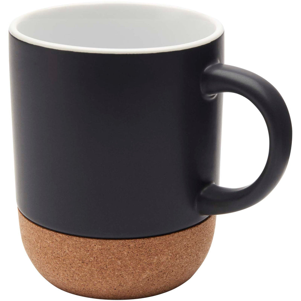 Tazza in ceramica con dettagli in sughero e finitura opaca da 300 ml Billie personalizzato con logo - Pubblienne