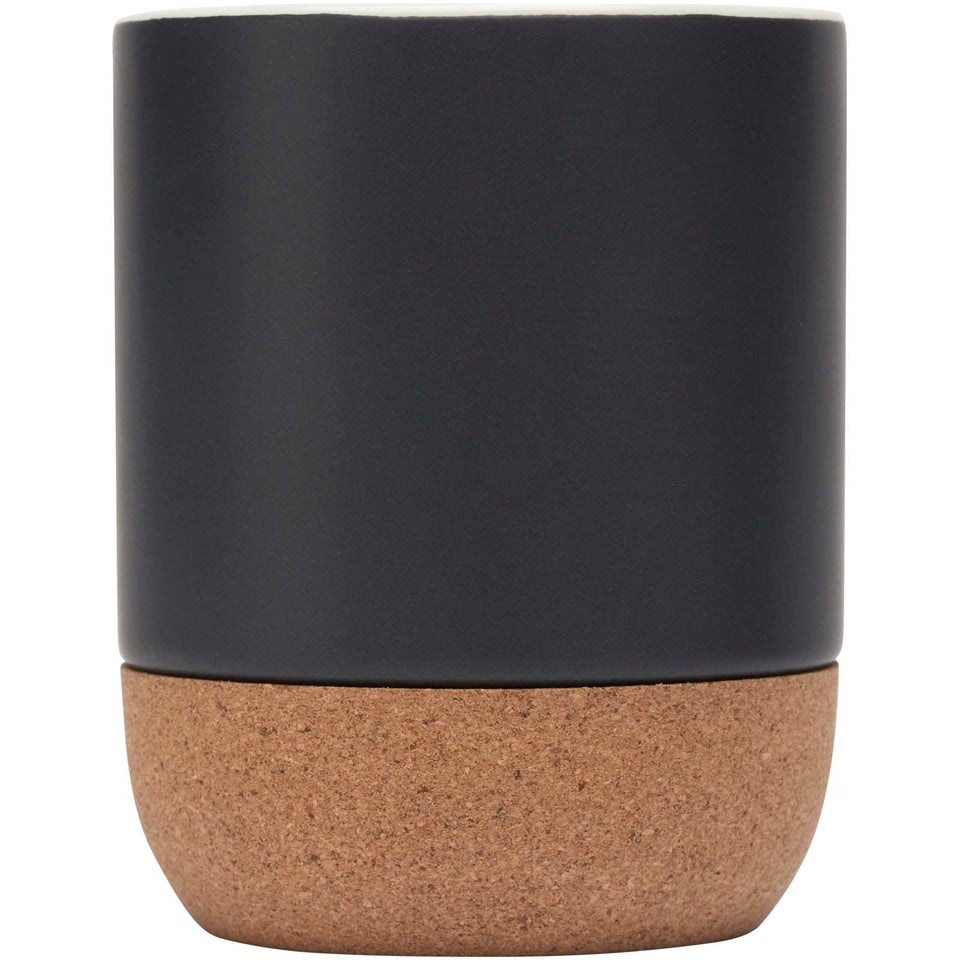 Tazza in ceramica con dettagli in sughero e finitura opaca da 300 ml Billie personalizzato con logo - Pubblienne