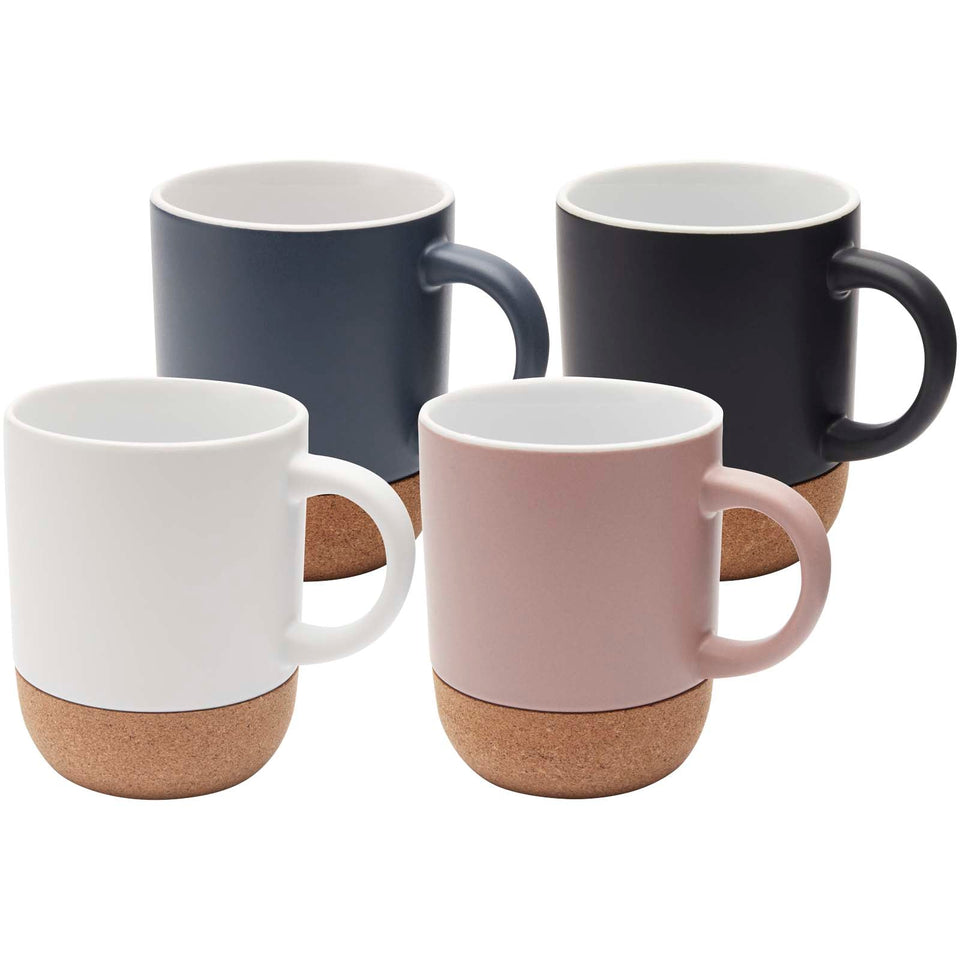 Tazza in ceramica con dettagli in sughero e finitura opaca da 300 ml Billie personalizzato con logo - Pubblienne
