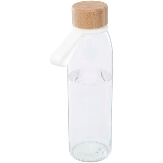Borraccia in vetro da 500 ml con manico in silicone e coperchio in bambù Porto personalizzato con logo - Pubblienne
