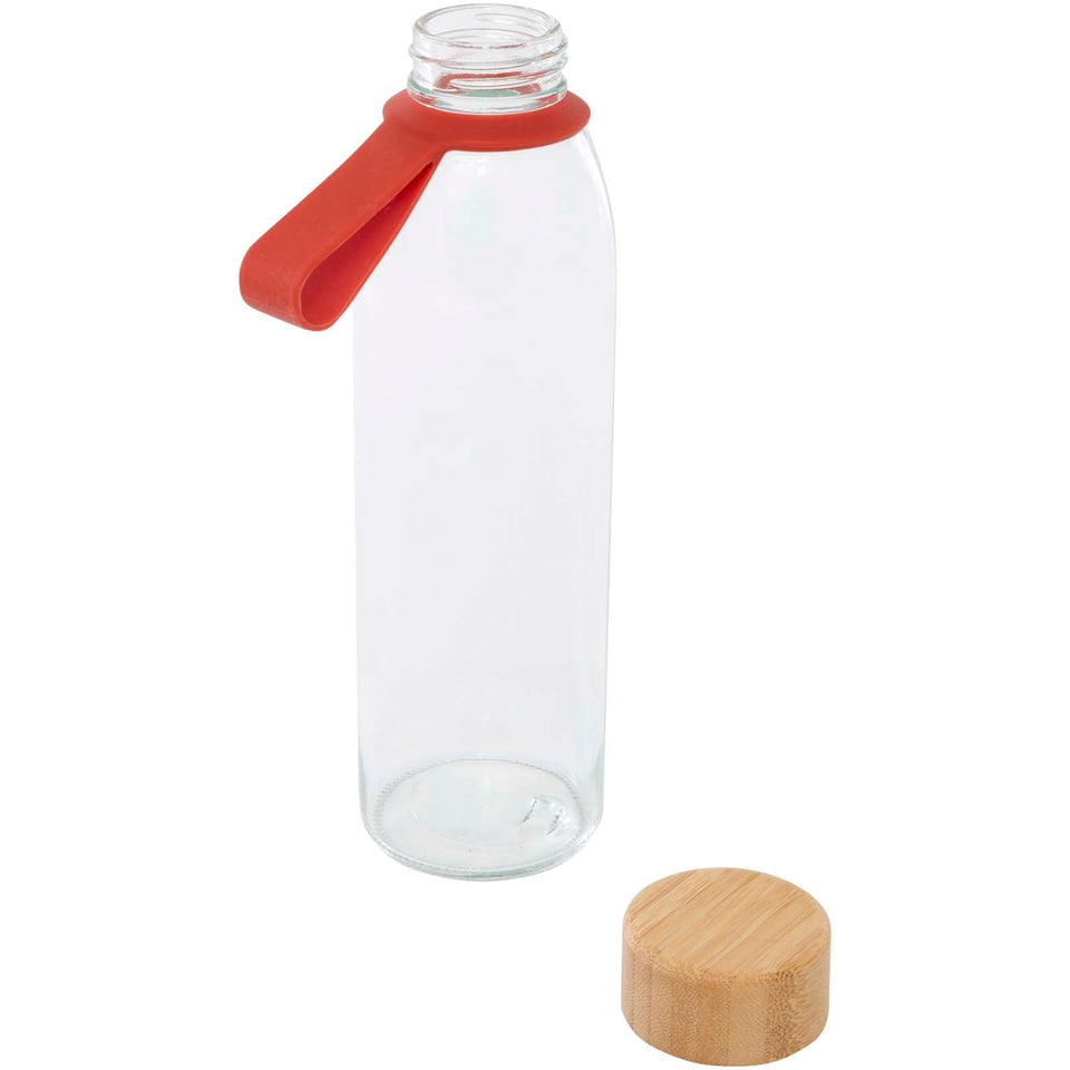 Borraccia in vetro da 500 ml con manico in silicone e coperchio in bambù Porto personalizzato con logo - Pubblienne