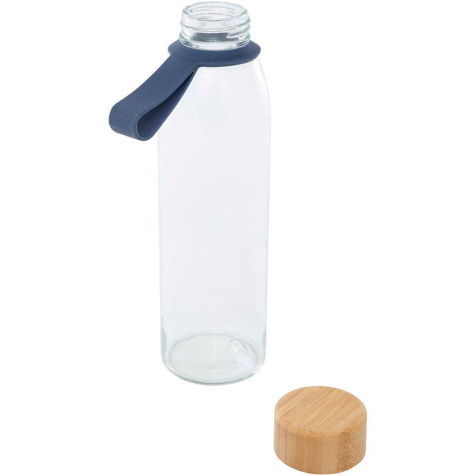 Borraccia in vetro da 500 ml con manico in silicone e coperchio in bambù Porto personalizzato con logo - Pubblienne