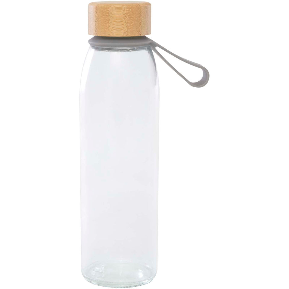 Borraccia in vetro da 500 ml con manico in silicone e coperchio in bambù Porto personalizzato con logo - Pubblienne