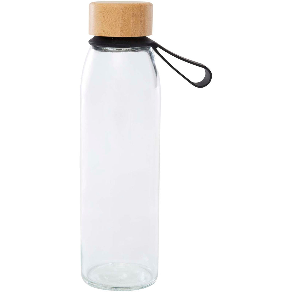 Borraccia in vetro da 500 ml con manico in silicone e coperchio in bambù Porto personalizzato con logo - Pubblienne