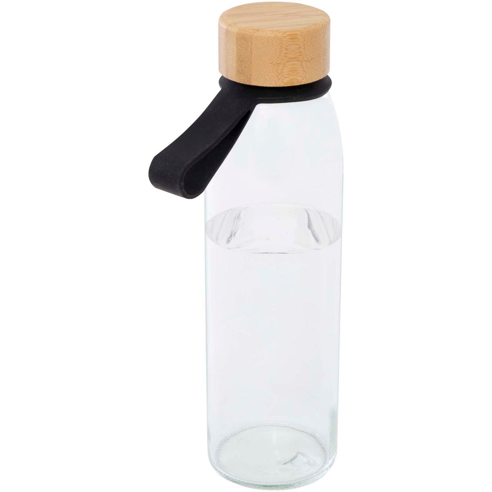 Borraccia in vetro da 500 ml con manico in silicone e coperchio in bambù Porto personalizzato con logo - Pubblienne