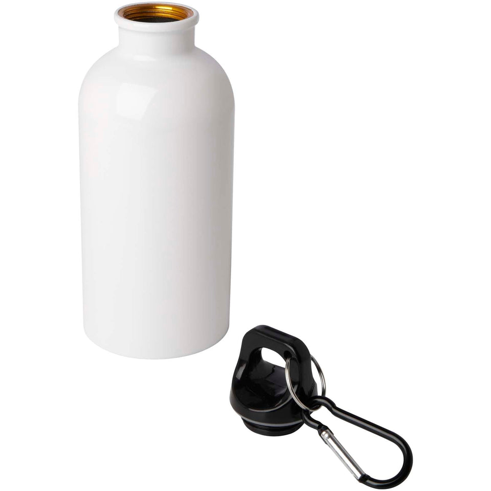 Borraccia da 400 ml in acciaio inossidabile certificato RCS a parete singola con moschettone Oregon personalizzato con logo - Pubblienne