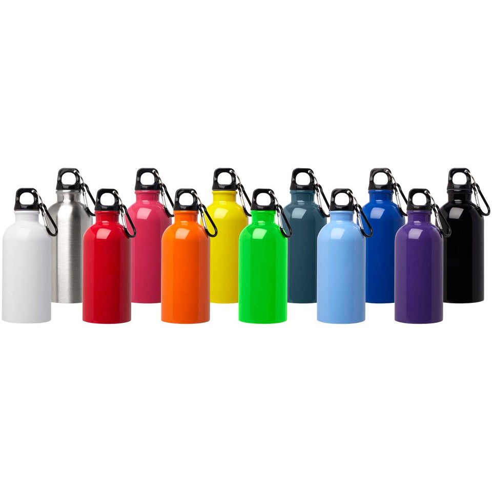 Borraccia da 400 ml in acciaio inossidabile certificato RCS a parete singola con moschettone Oregon personalizzato con logo - Pubblienne