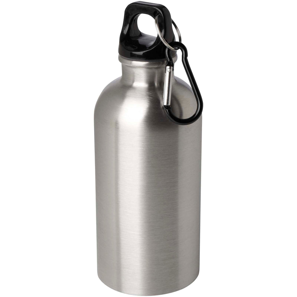 Borraccia da 400 ml in acciaio inossidabile certificato RCS a parete singola con moschettone Oregon personalizzato con logo - Pubblienne