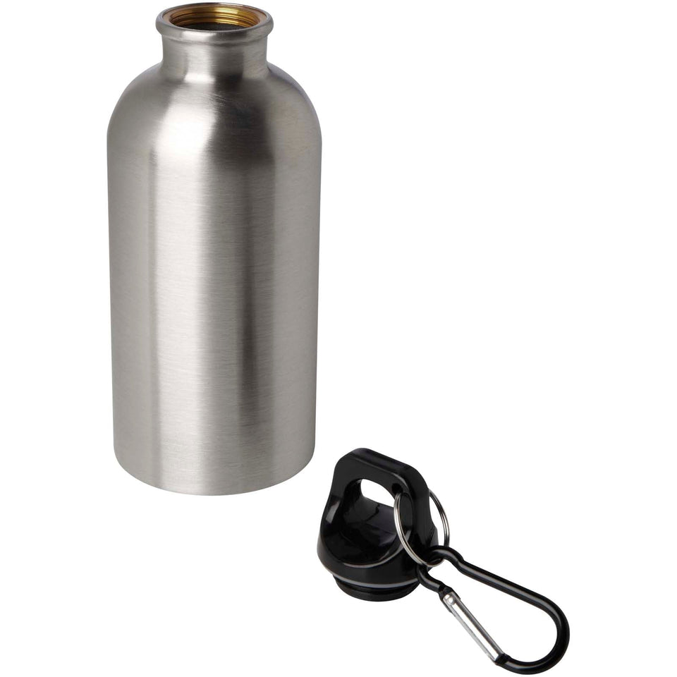 Borraccia da 400 ml in acciaio inossidabile certificato RCS a parete singola con moschettone Oregon personalizzato con logo - Pubblienne