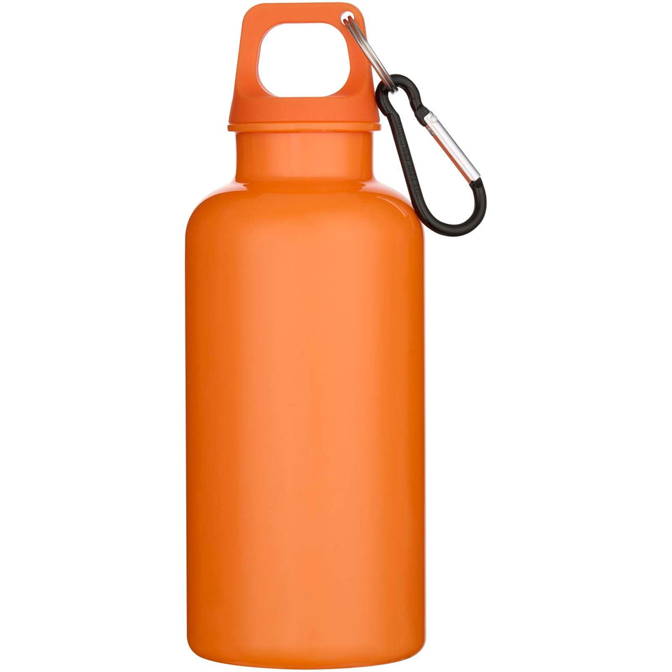 Borraccia in plastica riciclata RCS in tinta unita da 400 ml con moschettone Oregon personalizzato con logo - Pubblienne