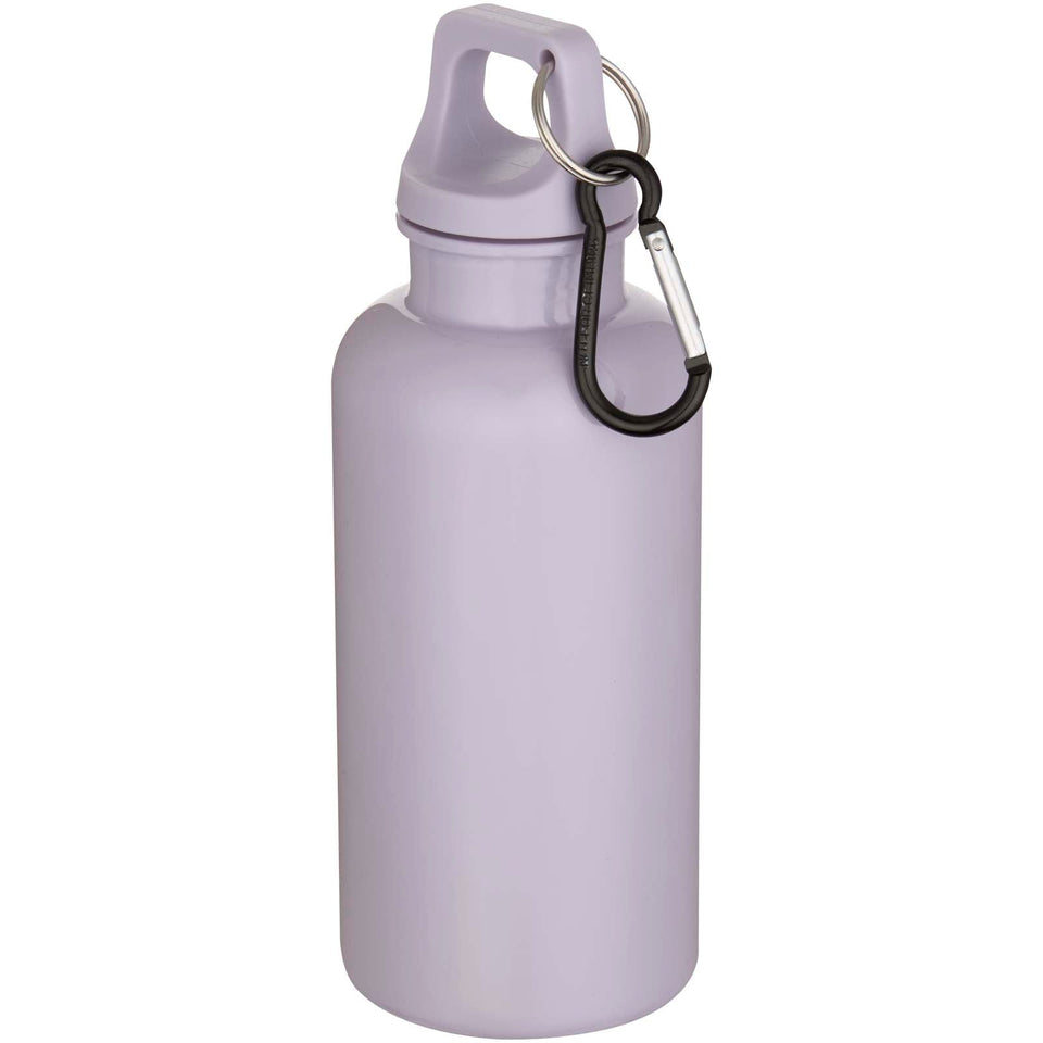 Borraccia in plastica riciclata RCS in tinta unita da 400 ml con moschettone Oregon personalizzato con logo - Pubblienne