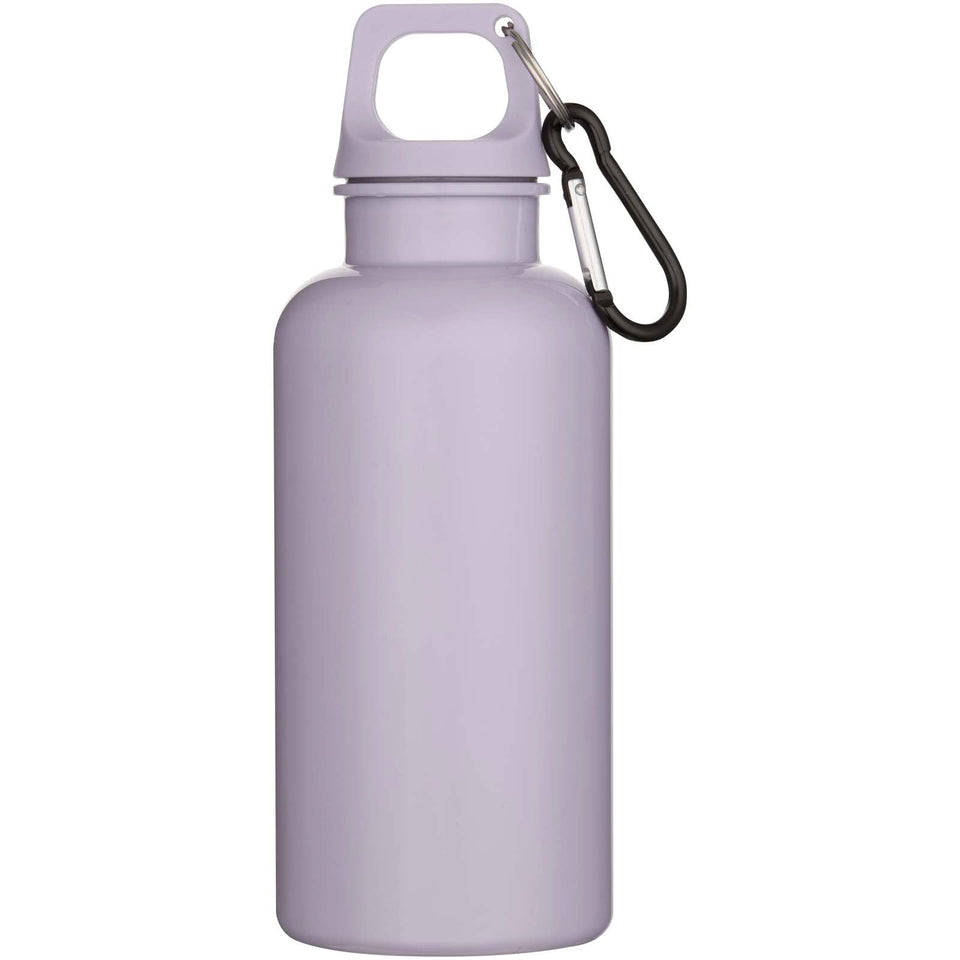 Borraccia in plastica riciclata RCS in tinta unita da 400 ml con moschettone Oregon personalizzato con logo - Pubblienne