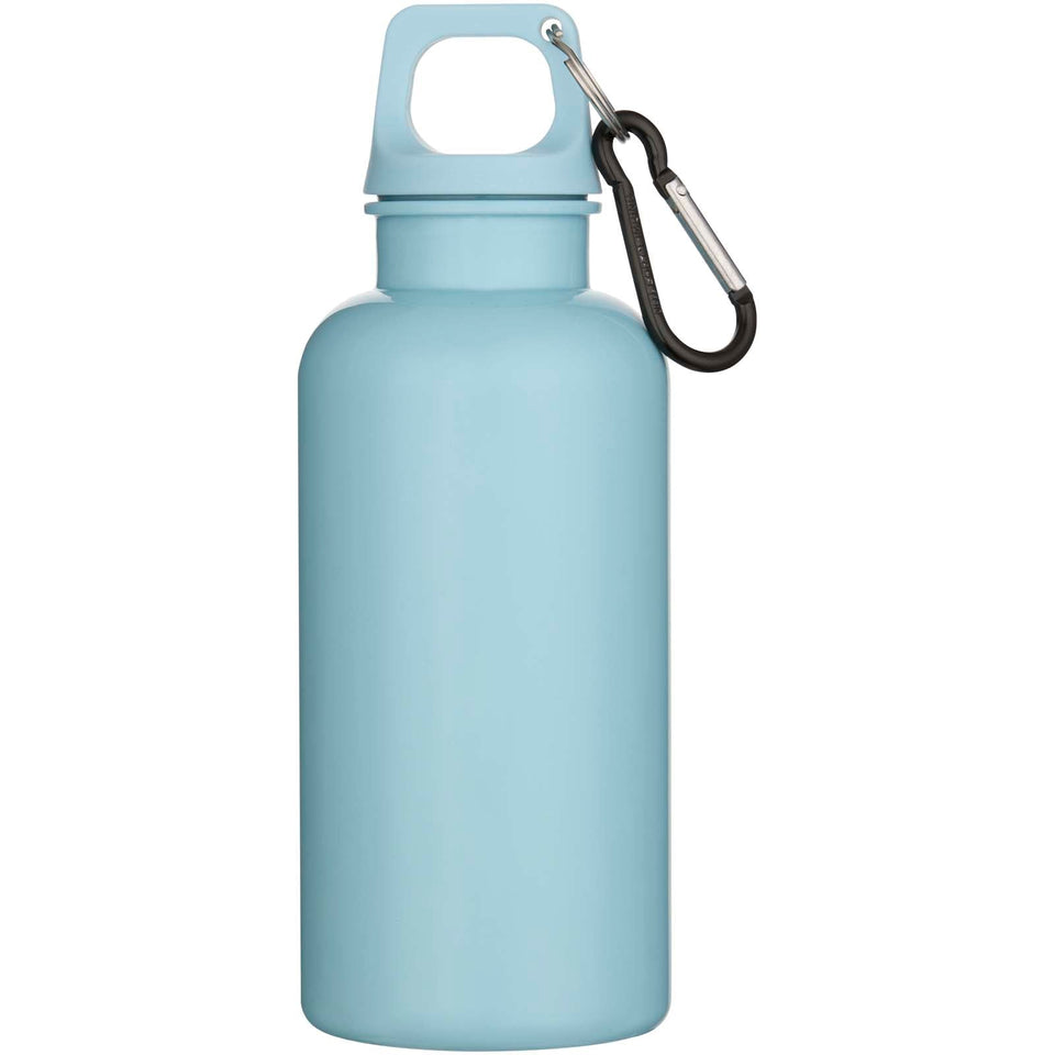 Borraccia in plastica riciclata RCS in tinta unita da 400 ml con moschettone Oregon personalizzato con logo - Pubblienne