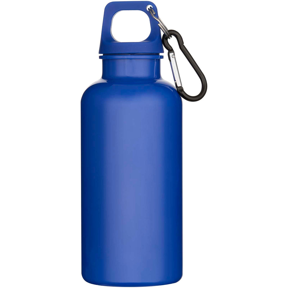 Borraccia in plastica riciclata RCS in tinta unita da 400 ml con moschettone Oregon personalizzato con logo - Pubblienne