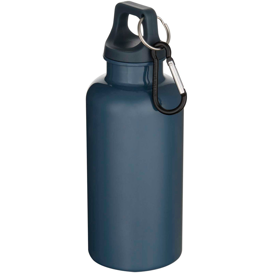Borraccia in plastica riciclata RCS in tinta unita da 400 ml con moschettone Oregon personalizzato con logo - Pubblienne