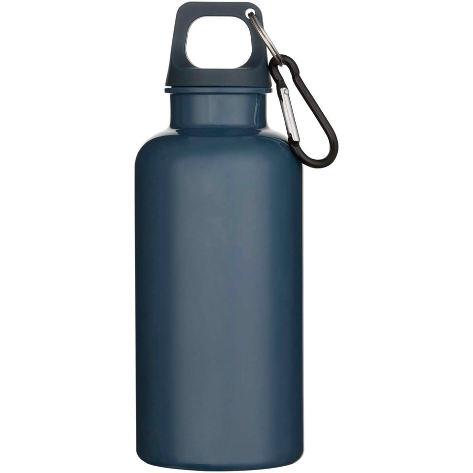 Borraccia in plastica riciclata RCS in tinta unita da 400 ml con moschettone Oregon personalizzato con logo - Pubblienne