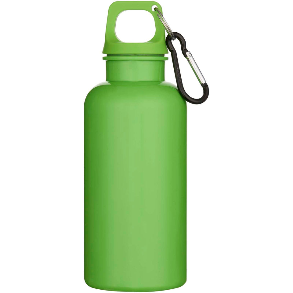 Borraccia in plastica riciclata RCS in tinta unita da 400 ml con moschettone Oregon personalizzato con logo - Pubblienne