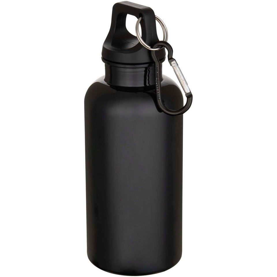 Borraccia in plastica riciclata RCS in tinta unita da 400 ml con moschettone Oregon personalizzato con logo - Pubblienne