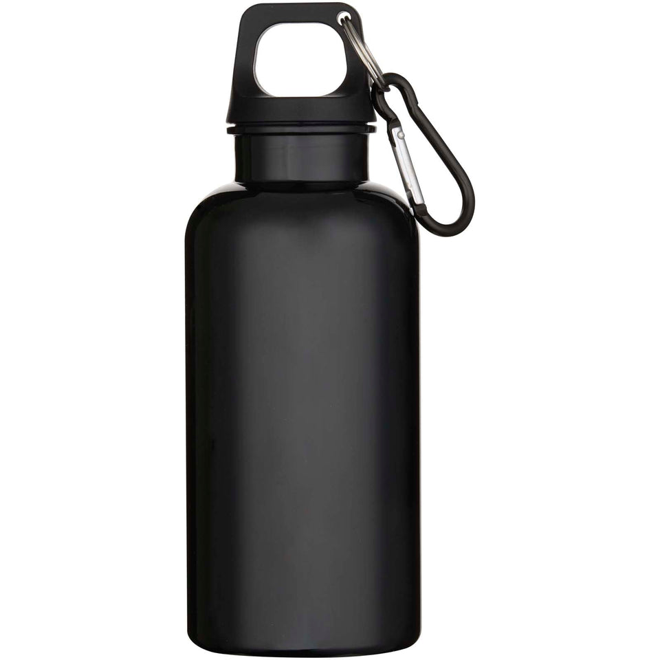 Borraccia in plastica riciclata RCS in tinta unita da 400 ml con moschettone Oregon personalizzato con logo - Pubblienne