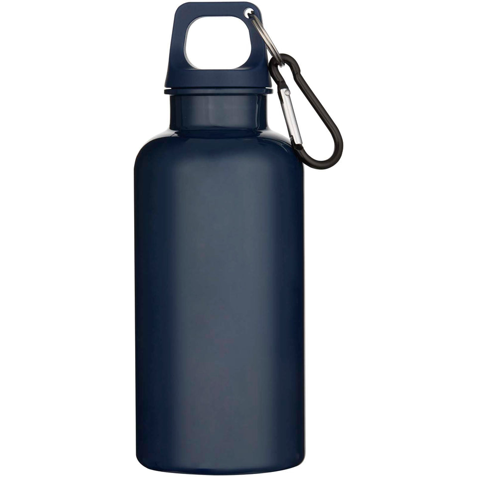 Borraccia in plastica riciclata RCS in tinta unita da 400 ml con moschettone Oregon personalizzato con logo - Pubblienne