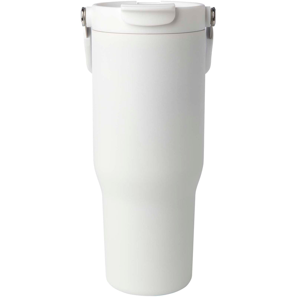 Bicchiere termico da 900 ml in acciaio inossidabile riciclato certificato RCS con sottovuoto in rame e coperchio a doppia fun personalizzato con logo - Pubblienne
