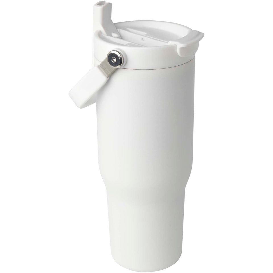 Bicchiere termico da 900 ml in acciaio inossidabile riciclato certificato RCS con sottovuoto in rame e coperchio a doppia fun personalizzato con logo - Pubblienne