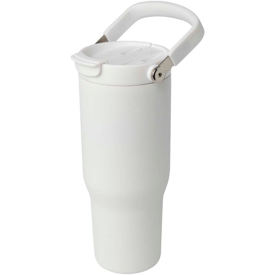 Bicchiere termico da 900 ml in acciaio inossidabile riciclato certificato RCS con sottovuoto in rame e coperchio a doppia fun personalizzato con logo - Pubblienne