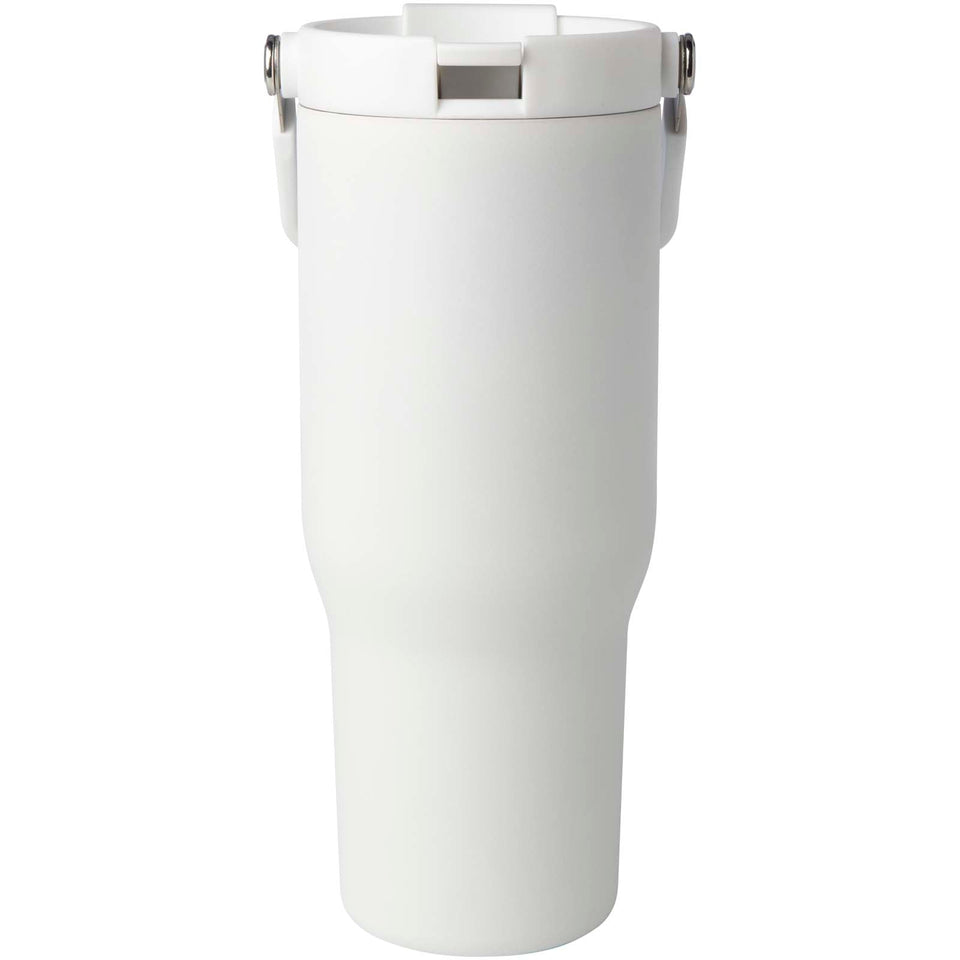 Bicchiere termico da 900 ml in acciaio inossidabile riciclato certificato RCS con sottovuoto in rame e coperchio a doppia fun personalizzato con logo - Pubblienne
