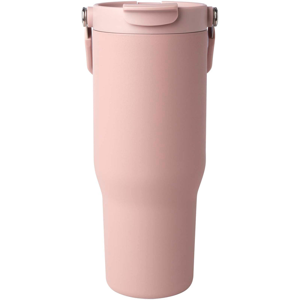 Bicchiere termico da 900 ml in acciaio inossidabile riciclato certificato RCS con sottovuoto in rame e coperchio a doppia fun personalizzato con logo - Pubblienne