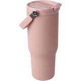 Bicchiere termico da 900 ml in acciaio inossidabile riciclato certificato RCS con sottovuoto in rame e coperchio a doppia fun personalizzato con logo - Pubblienne