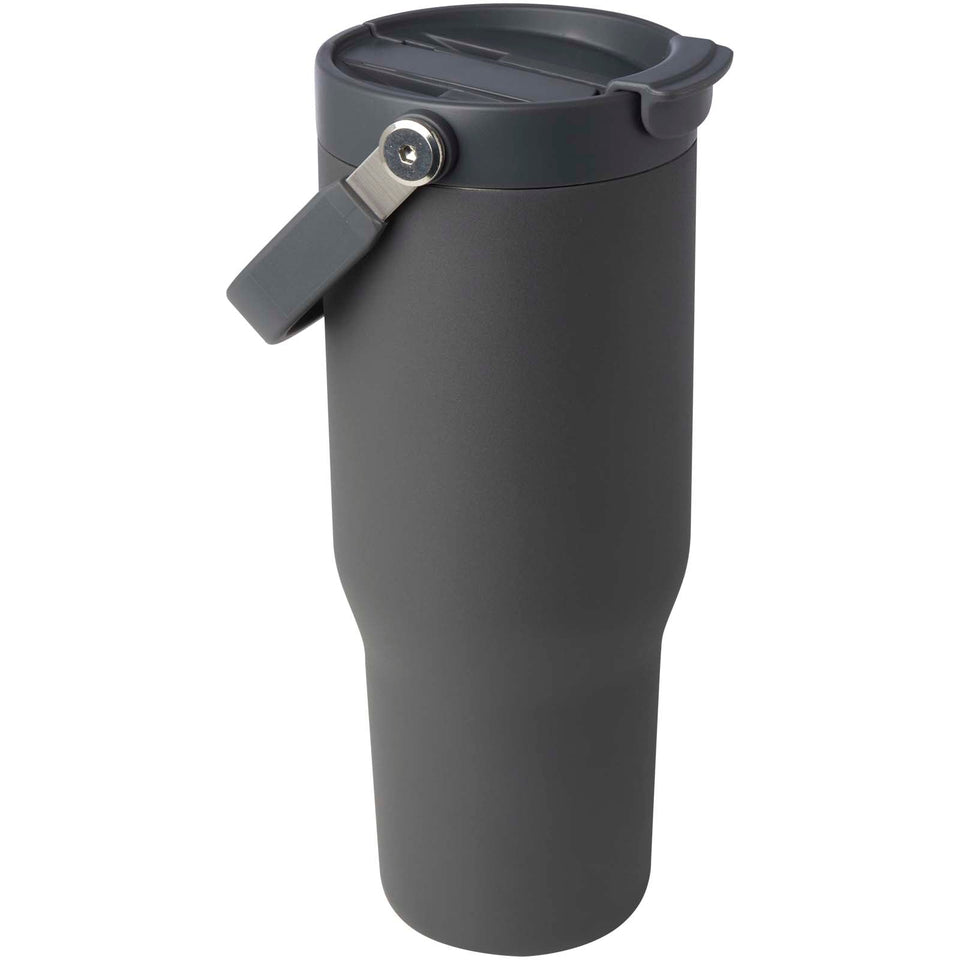 Bicchiere termico da 900 ml in acciaio inossidabile riciclato certificato RCS con sottovuoto in rame e coperchio a doppia fun personalizzato con logo - Pubblienne