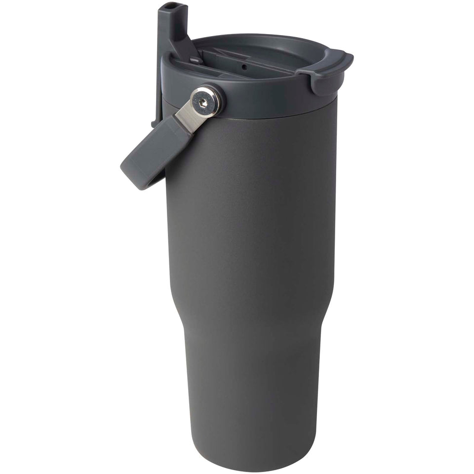 Bicchiere termico da 900 ml in acciaio inossidabile riciclato certificato RCS con sottovuoto in rame e coperchio a doppia fun personalizzato con logo - Pubblienne