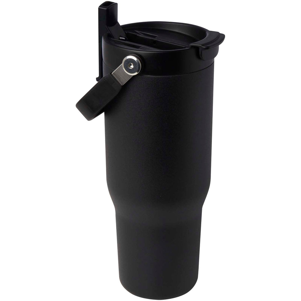 Bicchiere termico da 900 ml in acciaio inossidabile riciclato certificato RCS con sottovuoto in rame e coperchio a doppia fun personalizzato con logo - Pubblienne