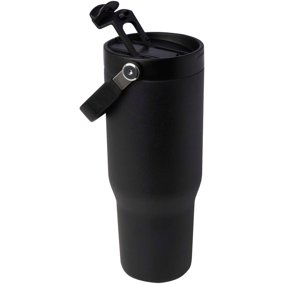 Bicchiere termico da 900 ml in acciaio inossidabile riciclato certificato RCS con sottovuoto in rame e coperchio a doppia fun personalizzato con logo - Pubblienne