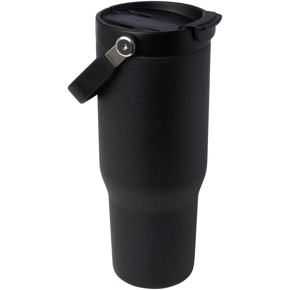 Bicchiere termico da 900 ml in acciaio inossidabile riciclato certificato RCS con sottovuoto in rame e coperchio a doppia fun personalizzato con logo - Pubblienne