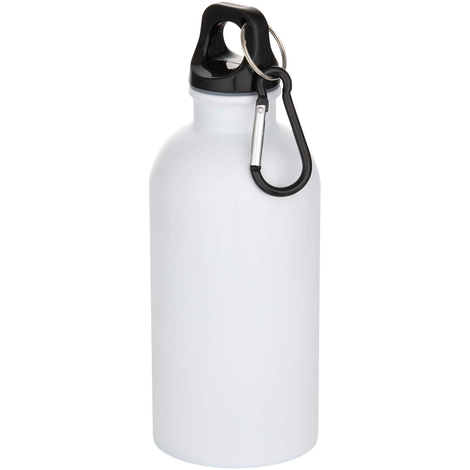 Borraccia da 400 ml in acciaio inossidabile certificato RCS a parete singola adatta per stampa a sublimazione con moschettone personalizzato con logo - Pubblienne
