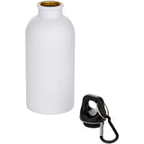 Borraccia da 400 ml in acciaio inossidabile certificato RCS a parete singola adatta per stampa a sublimazione con moschettone personalizzato con logo - Pubblienne