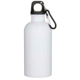 Borraccia da 400 ml in acciaio inossidabile certificato RCS a parete singola adatta per stampa a sublimazione con moschettone personalizzato con logo - Pubblienne