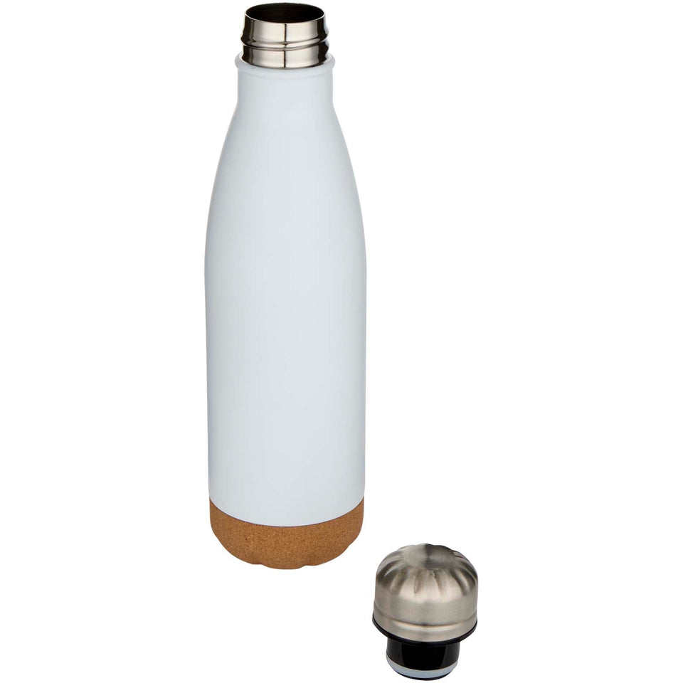 Borraccia termica in acciaio inossidabile a doppia parete isolamento sottovuoto da 500 ml con dettagli in sughero Cove personalizzato con logo - Pubblienne