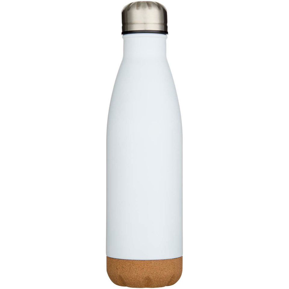 Borraccia termica in acciaio inossidabile a doppia parete isolamento sottovuoto da 500 ml con dettagli in sughero Cove personalizzato con logo - Pubblienne