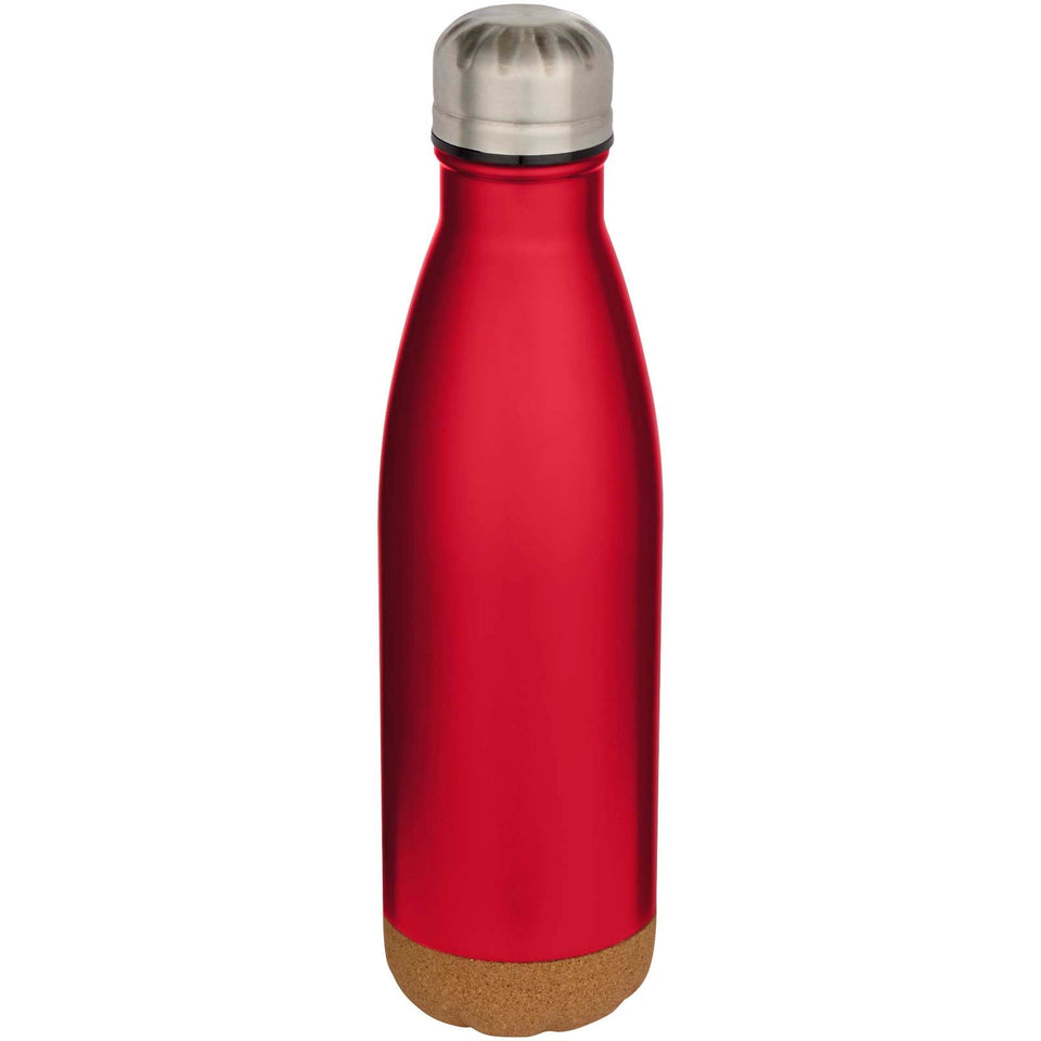 Borraccia termica in acciaio inossidabile a doppia parete isolamento sottovuoto da 500 ml con dettagli in sughero Cove personalizzato con logo - Pubblienne