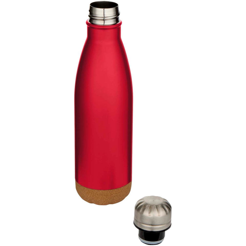 Borraccia termica in acciaio inossidabile a doppia parete isolamento sottovuoto da 500 ml con dettagli in sughero Cove personalizzato con logo - Pubblienne