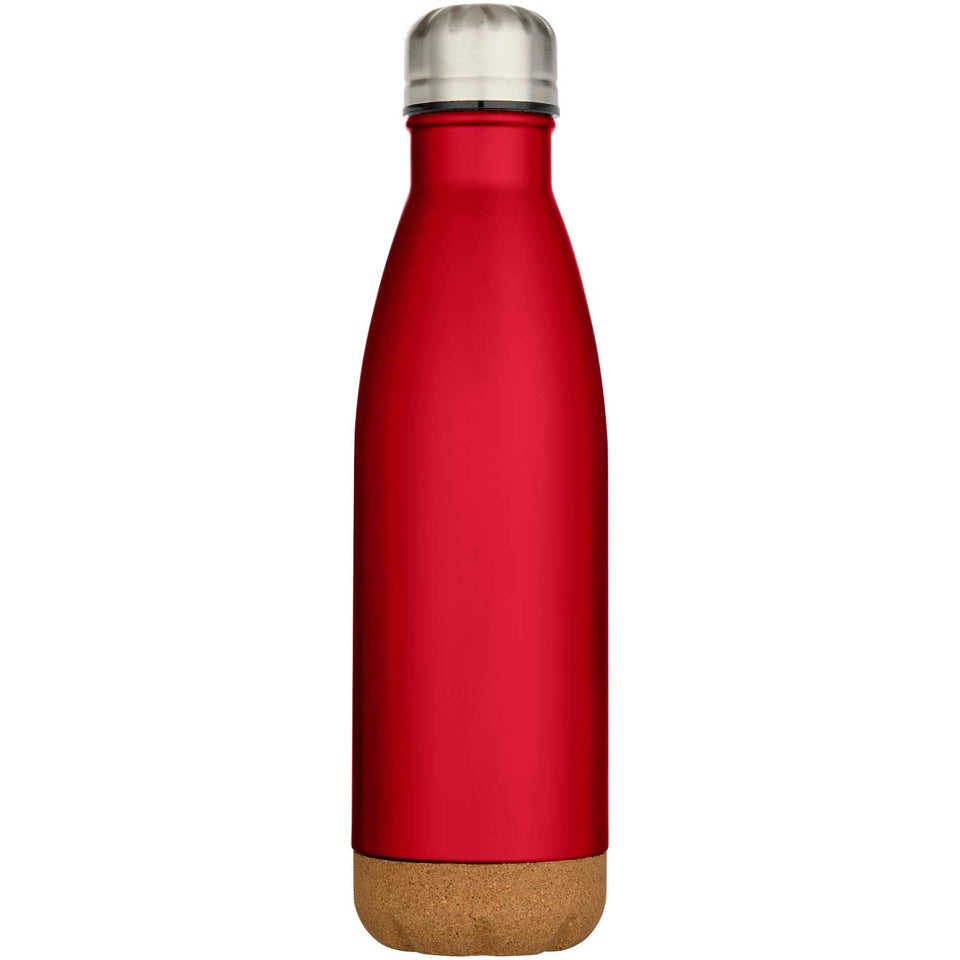 Borraccia termica in acciaio inossidabile a doppia parete isolamento sottovuoto da 500 ml con dettagli in sughero Cove personalizzato con logo - Pubblienne