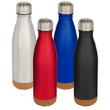 Borraccia termica in acciaio inossidabile a doppia parete isolamento sottovuoto da 500 ml con dettagli in sughero Cove personalizzato con logo - Pubblienne